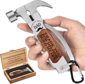 Dad Built My Life Engraved 12-in-1 Multi-Tool Hammer | Heavy Duty Camping & DIY Gift Set | Pliers, Screwdrivers