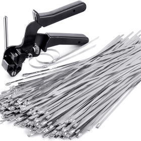 Stainless Steel Cable Tie Gun, Special Tool For Fastening And Cutting Metal Zip Ties