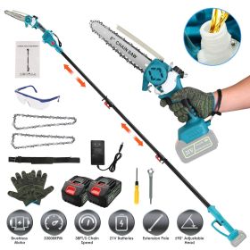 2-IN-1 Cordless Pole Saw And Mini Chainsaw With Extension Pole 21V Battery 8' Electric Brushless Pole Chainsaw with Auto Oiler Safety Switch 6.4L (Type: 3000mAh)