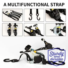 "1-Pack Auto Lock Ratchet Tensioner - Telescopic Binding Strap for Home/Camping, (Color: Black)